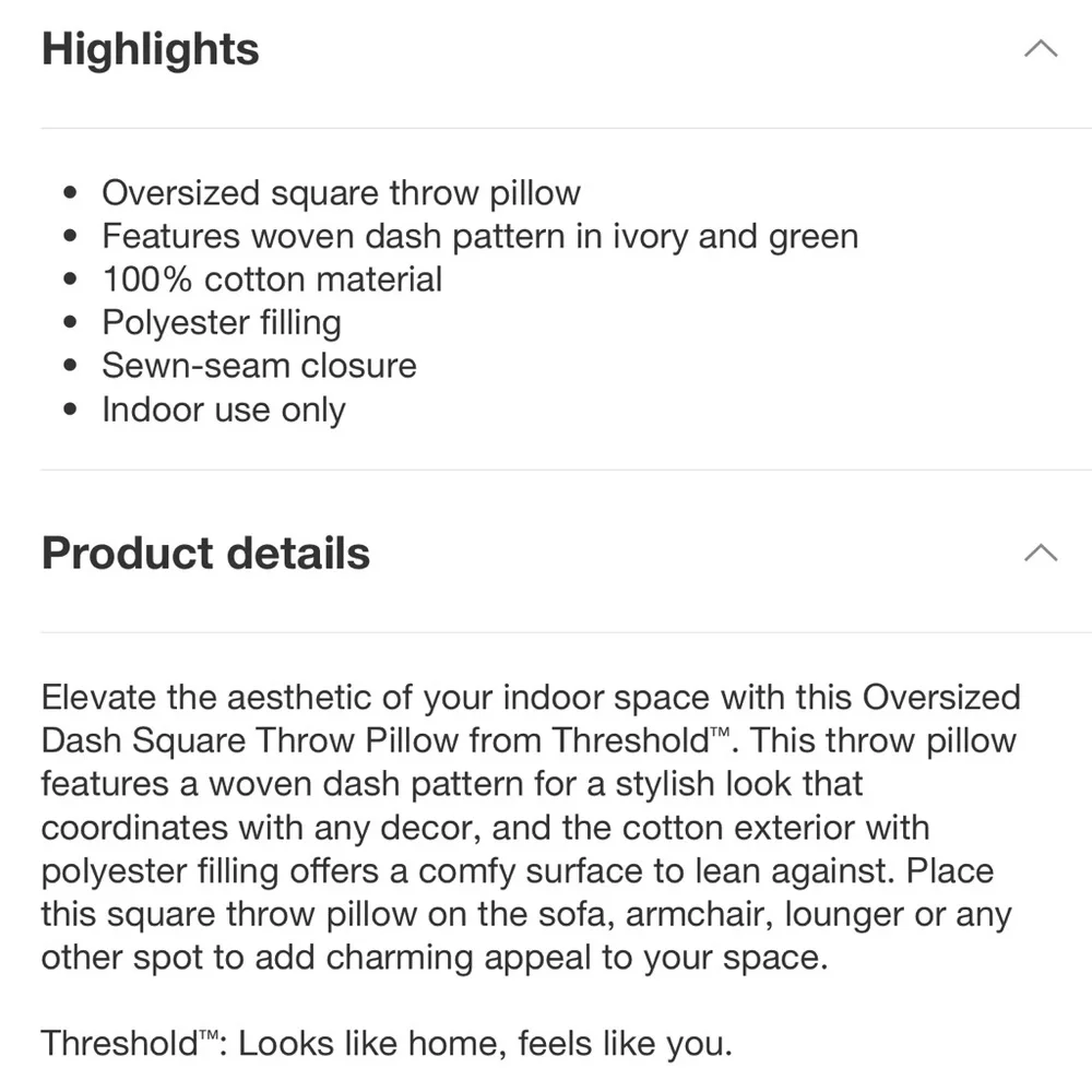 Threshold new oversized